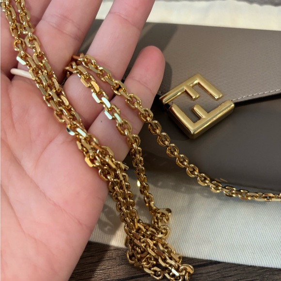 Fendi Brown Taupe Crossbody Wallet On Chain Shoulder Bag - Picture 8 of 14